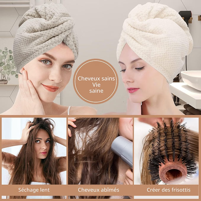 Serviette Enveloppante en Microfibre – Séchage Rapide & Soin Doux pour Cheveux Crépus