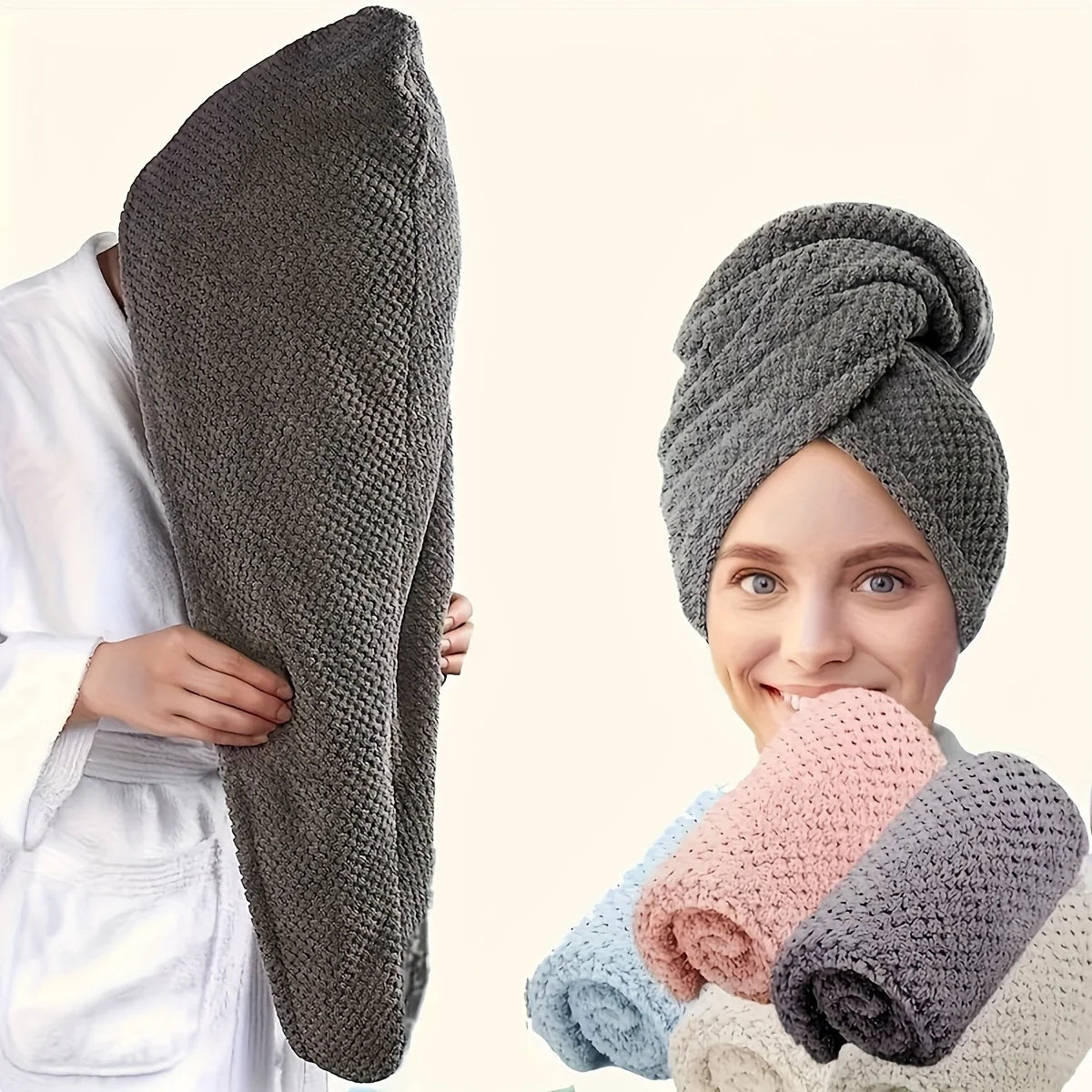Serviette Enveloppante en Microfibre – Séchage Rapide & Soin Doux pour Cheveux Crépus